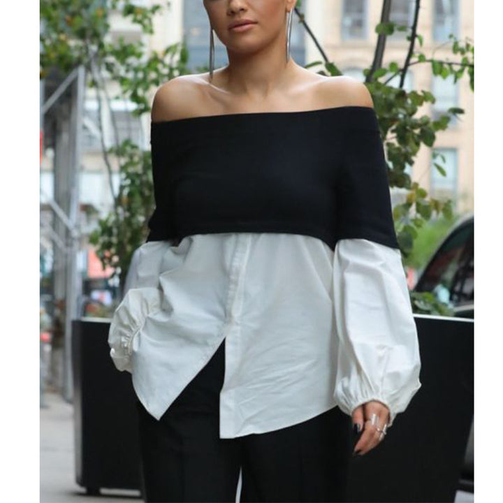 Dame Off-Shoulder Bluse med voluminøse ærmer og moderne design Stilla