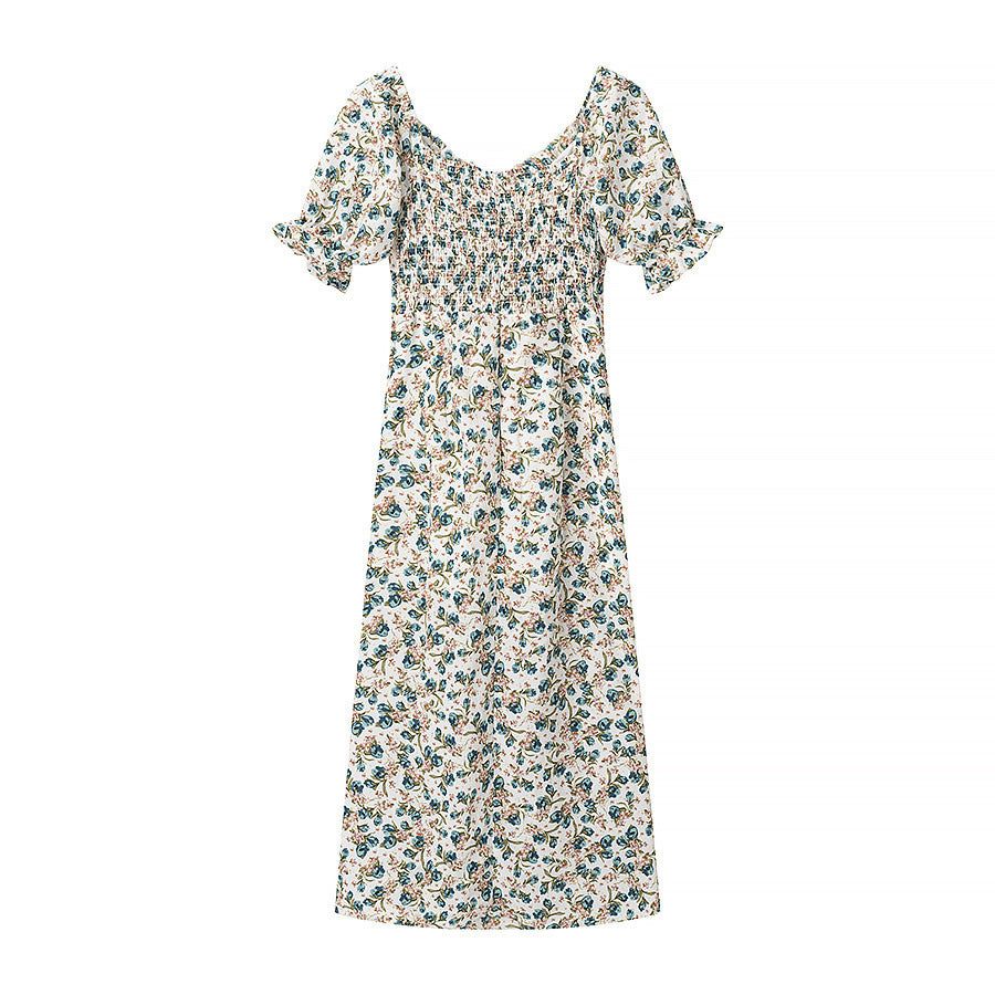 Dame Floral Print Maxi Kjole med Rüschenærmer Stilla