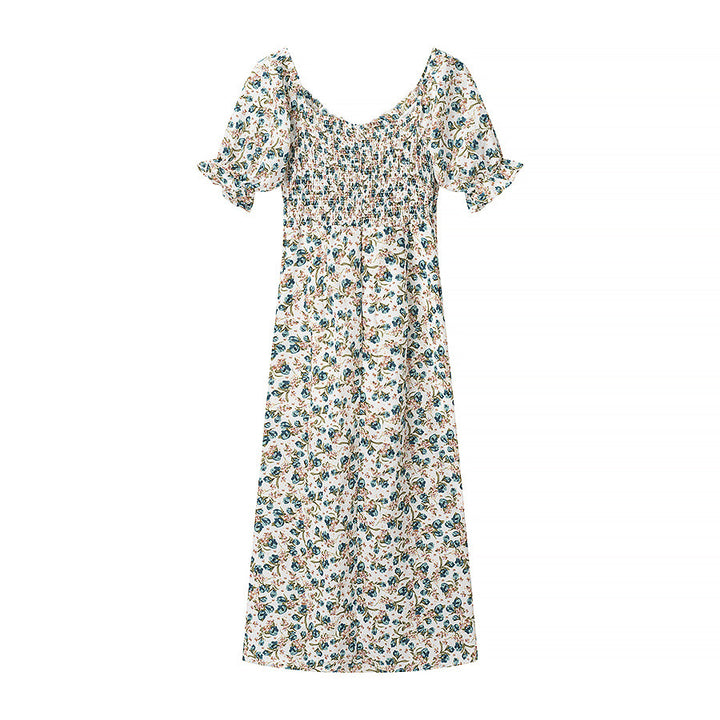 Dame Floral Print Maxi Kjole med Rüschenærmer Stilla