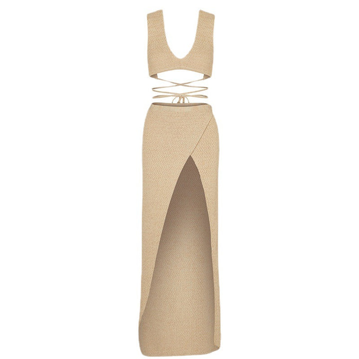 Dame Wrap-kjole med raffineret slids og matchende top Stilla