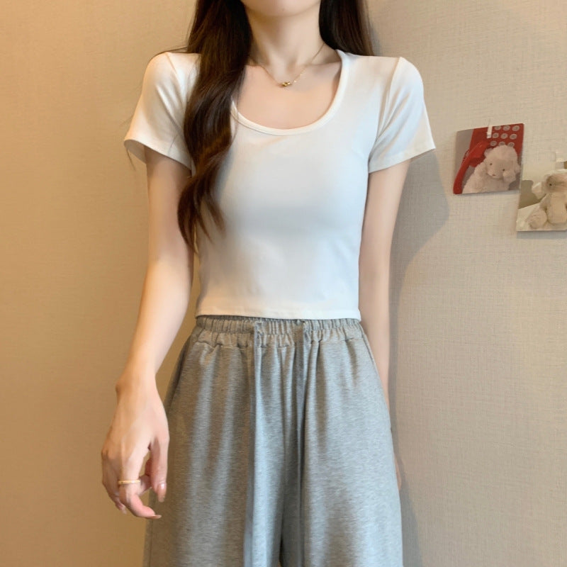 Dame Kortærmet Rundhalset Crop Top Stilla