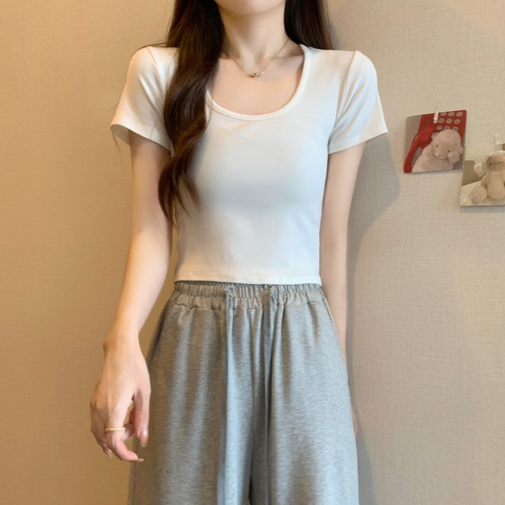 Dame Kortærmet Rundhalset Crop Top Stilla
