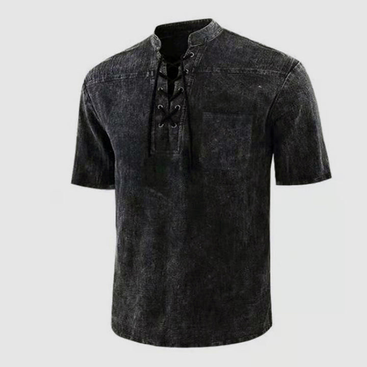 Herrer Casual Kortærmet Pullover med snøring Stilla
