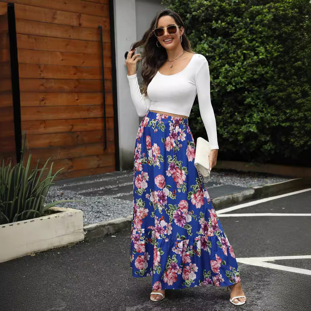 Femme Floral Gestufte Maxi-Nederdel Stilla