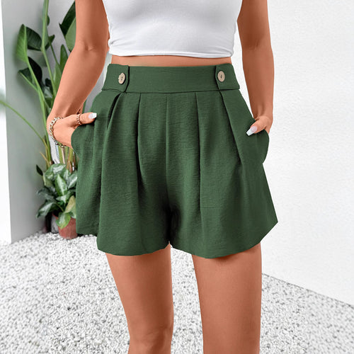 Dame High-Waist Shorts med moderigtigt folder og sidelommer Stilla