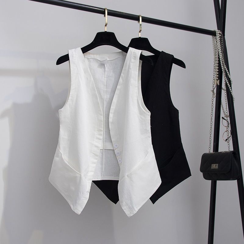 Femme Stilfulde Linned Vest Stilla