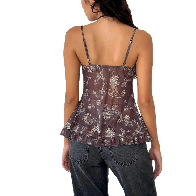 Dame Rynkede Ternet Cami Top Stilla