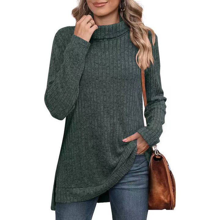Dame afslappet rullekrave sweater med struktureret design og asymmetrisk kant Stilla