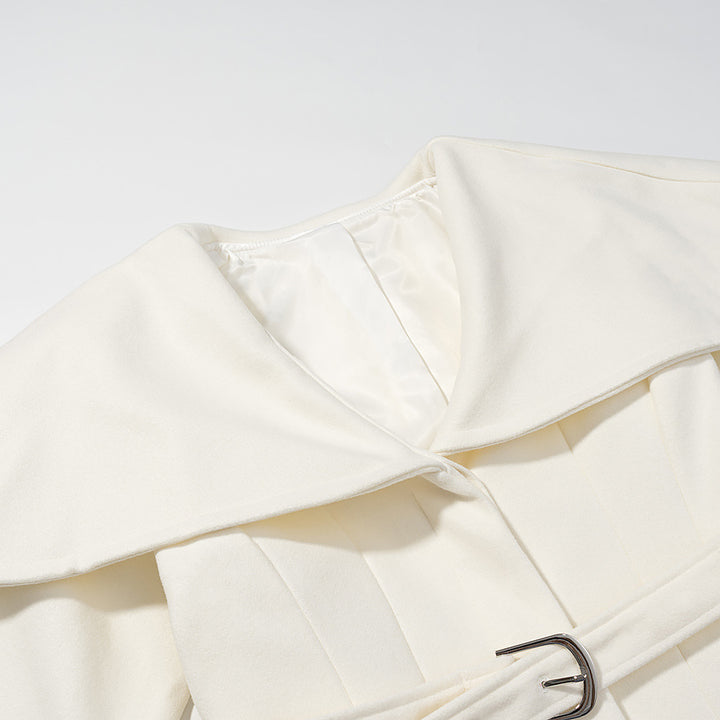 Dame Elegant Trench Coat med Overdimensioneret Krave og Justerbart Talje Bælte Stilla