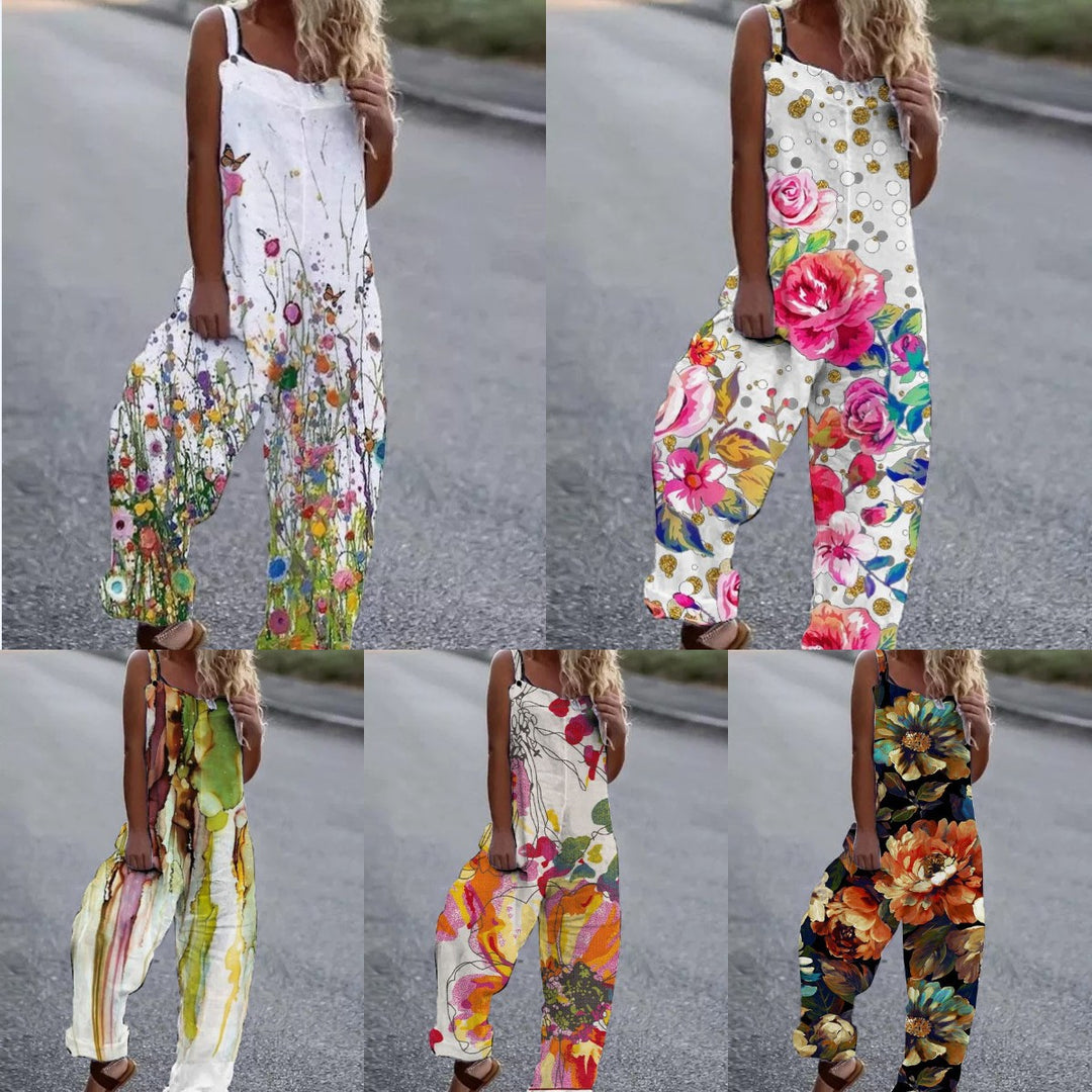 Dame Kunstnerisk Blomster Mønster Overall Stilla