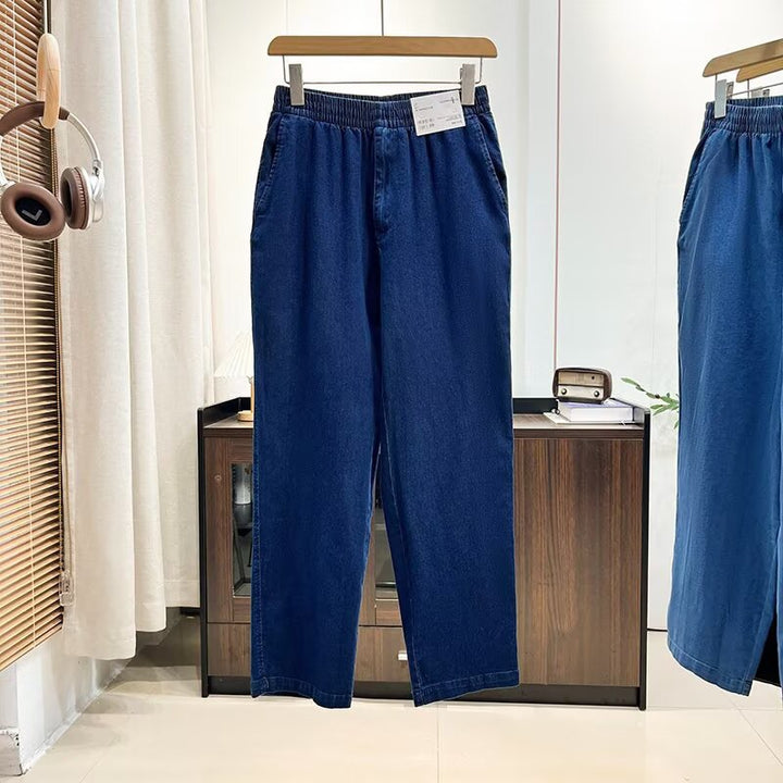 Kvindernes behagelige bredskårne jeansbukser med elastisk talje Stilla