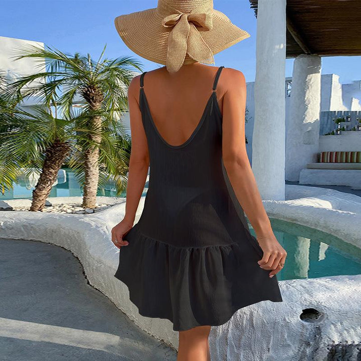 Dame sommerkjole med voluminøs skirt og justerbare stropper Stilla