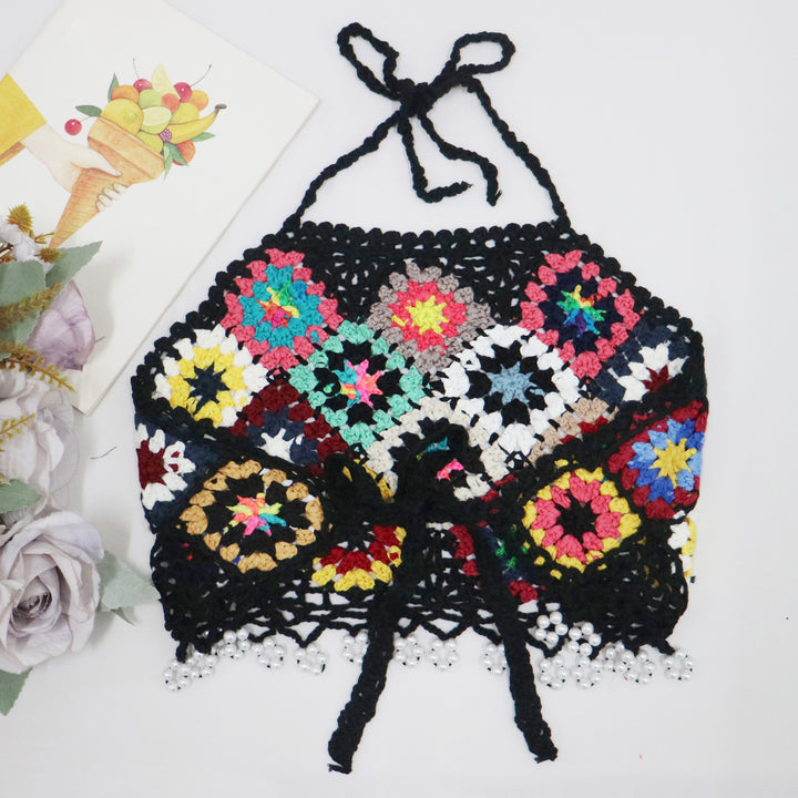 Dame Håndcrochet Vintage Crop Top Stilla
