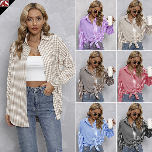Dame Karo Skjorte i moderne Oversize-stil Stilla