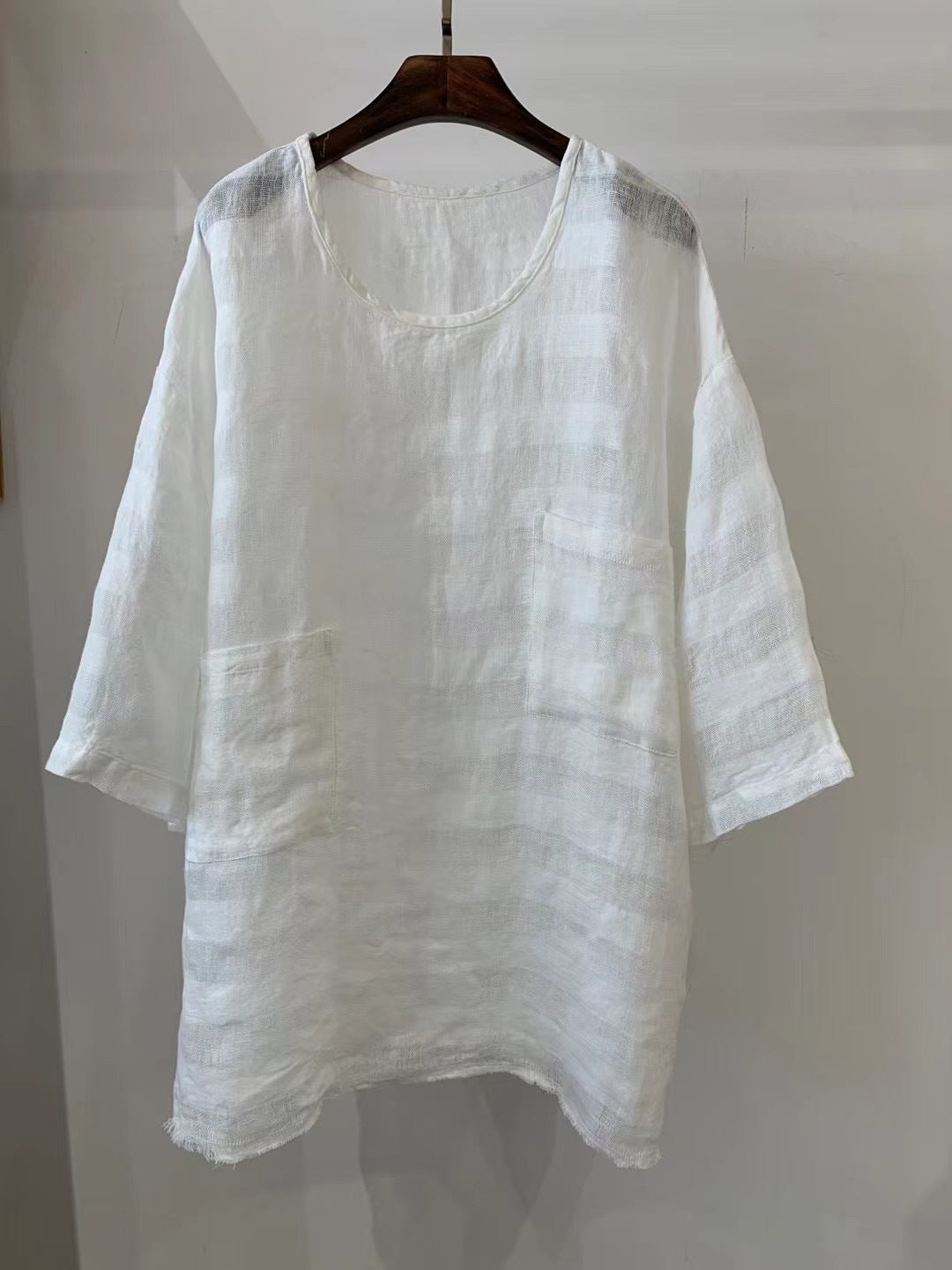 Dame Relaxed Fit Linned Tunika med påsatte lommer Stilla