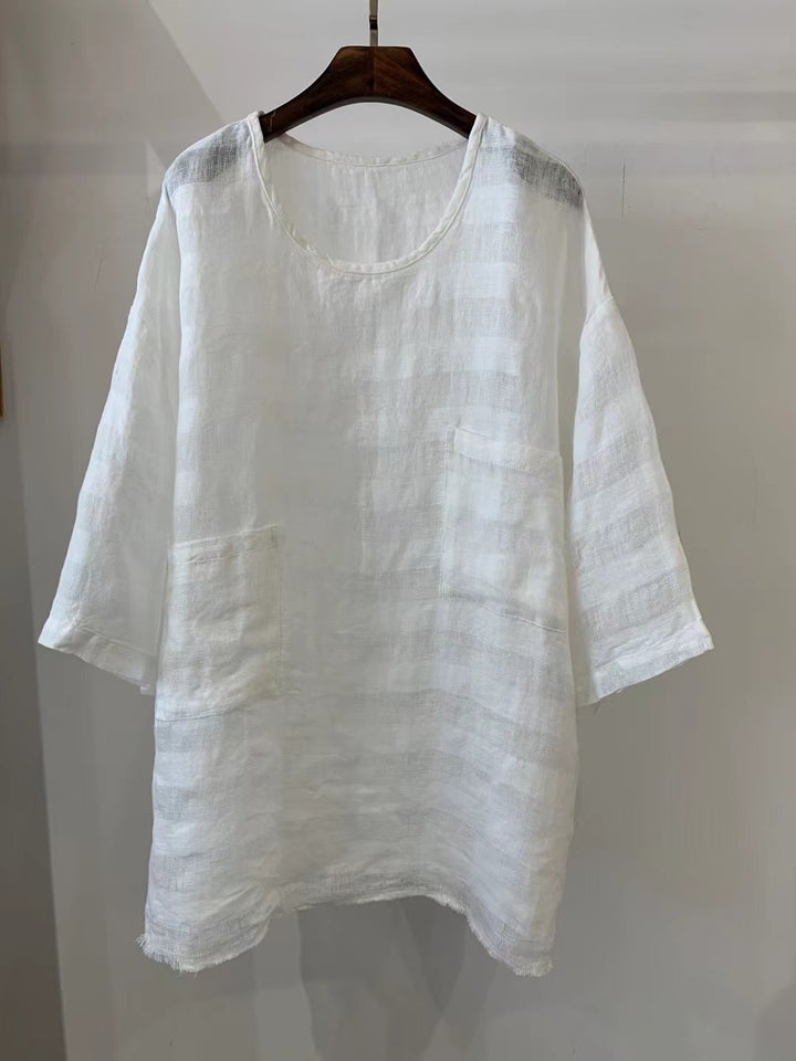 Dame Relaxed Fit Linned Tunika med påsatte lommer Stilla