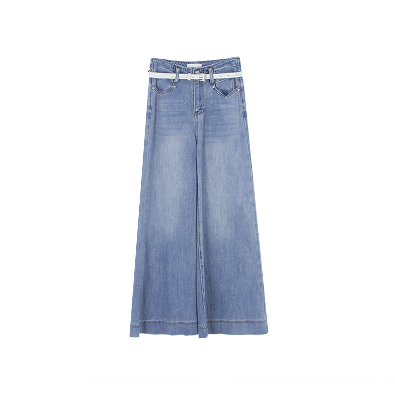 Dame løse højtaljede jeans med bred benudsparing og elegant finish Stilla
