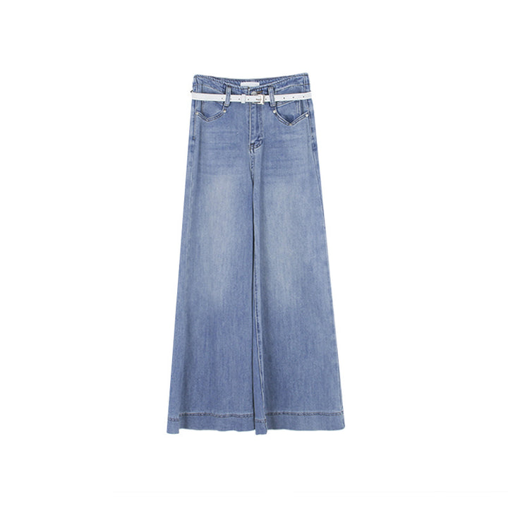 Dame løse højtaljede jeans med bred benudsparing og elegant finish Stilla