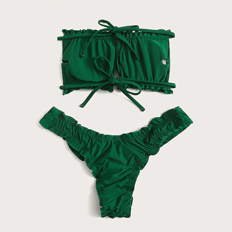 Dame Rüsch-Bandeau-Bikini-Sæt Stilla 1750922925