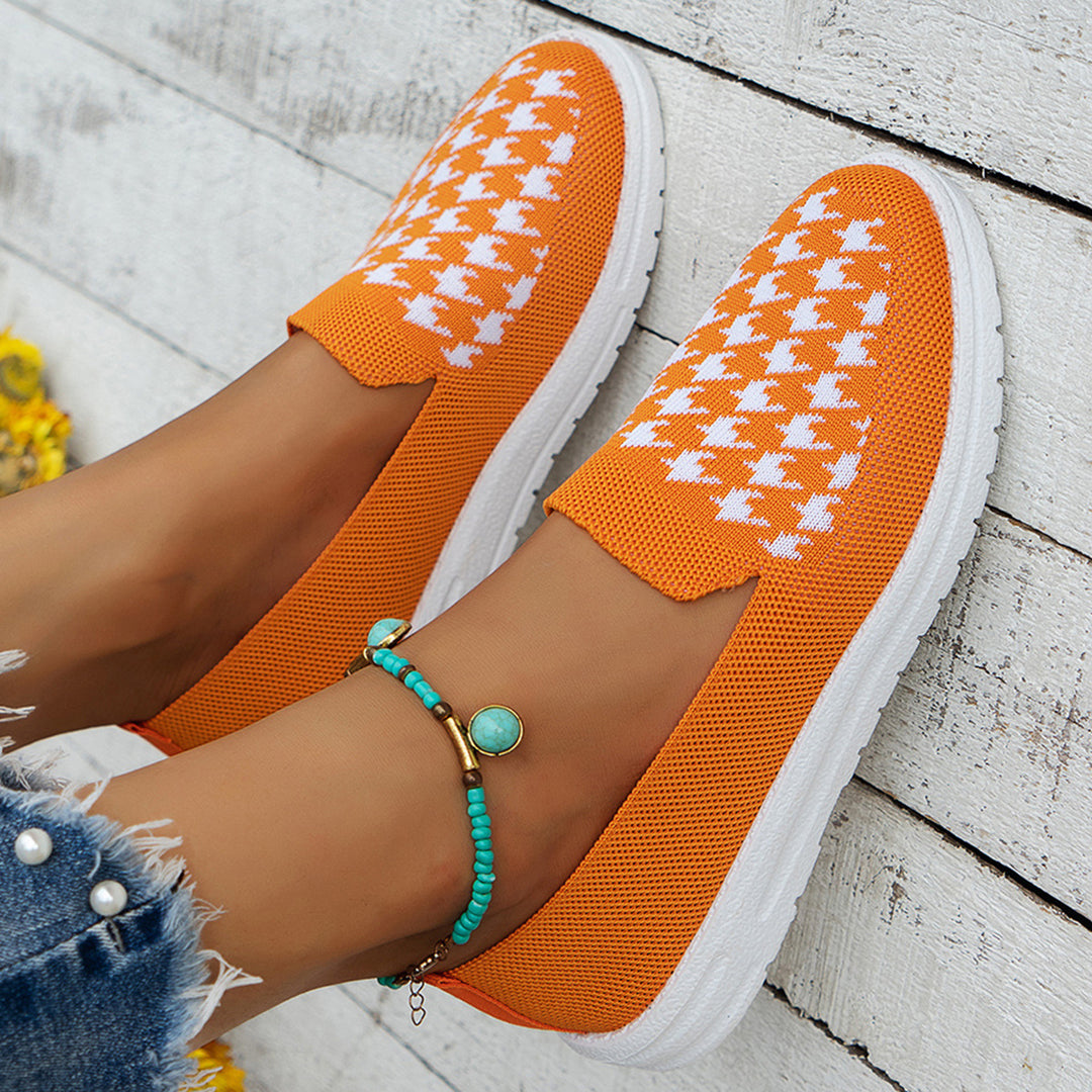 Damer komfortable Slip-On sneakers i moderne houndstooth mønster Stilla