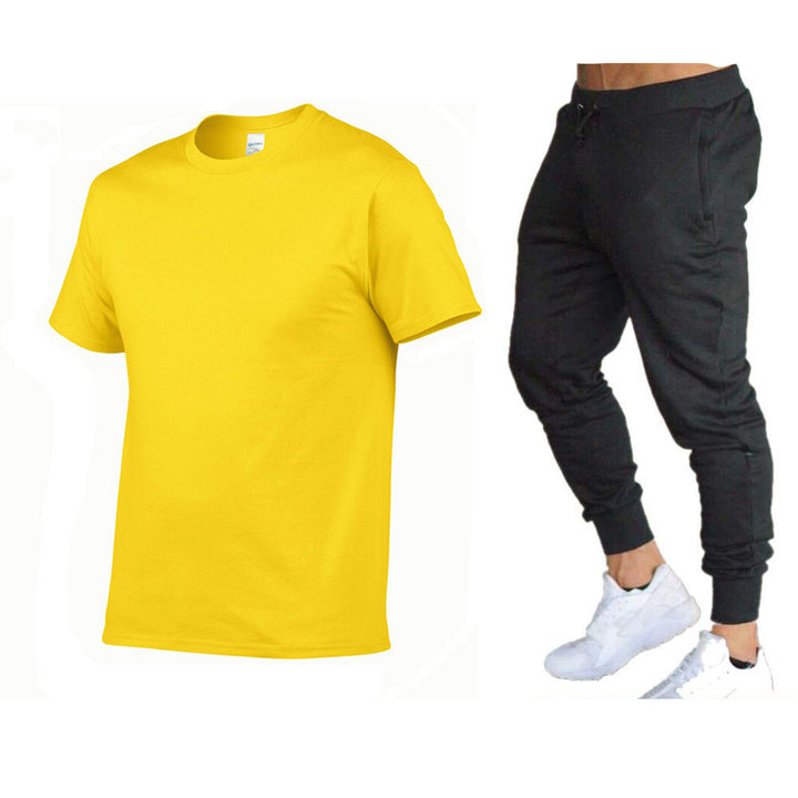 Herre sporty T-shirt og joggingbukser-sæt med funktionelt design Stilla