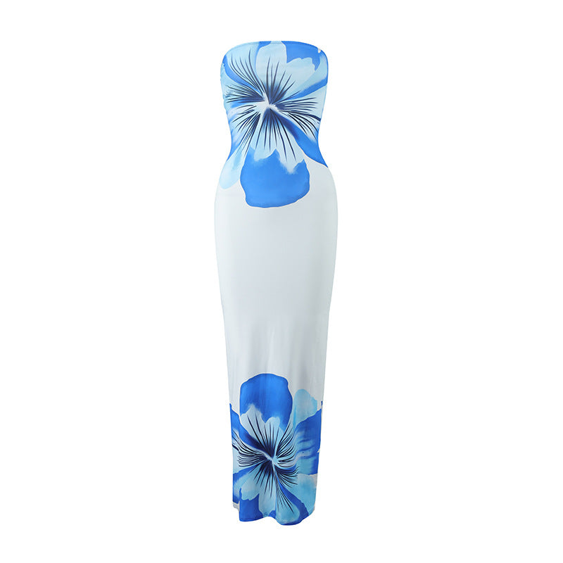 Dame strandvenlig maxikjole med elegant blomsterprint Skovae