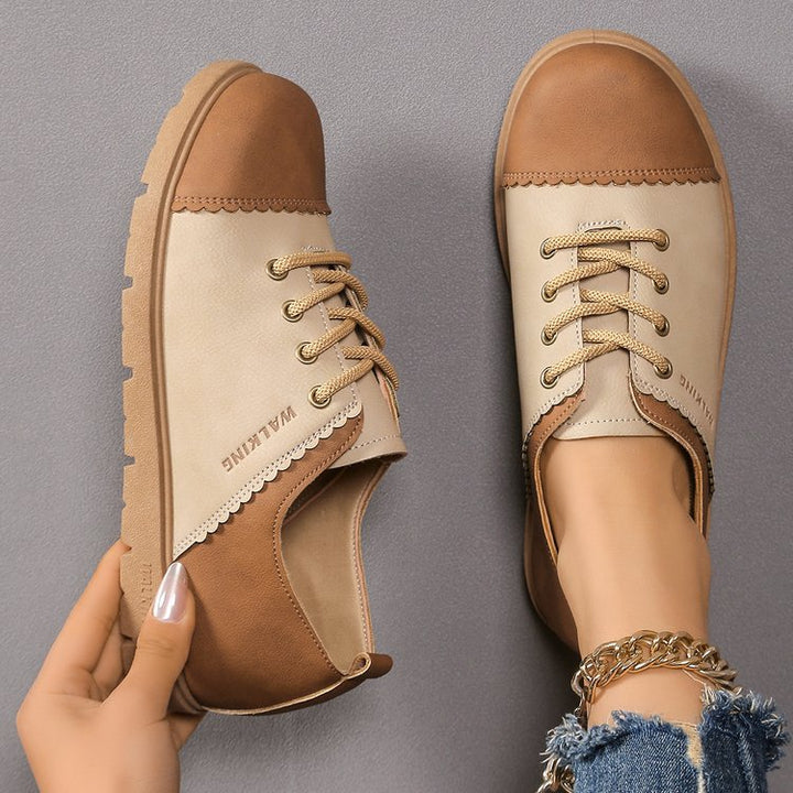 Dame mode sneakers med farvematchende tåhætte og elegant snøring Stilla