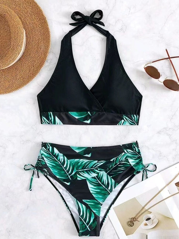 Dame bikini-sæt med trendy indpakningsoberdel og elastisk taljering Stilla
