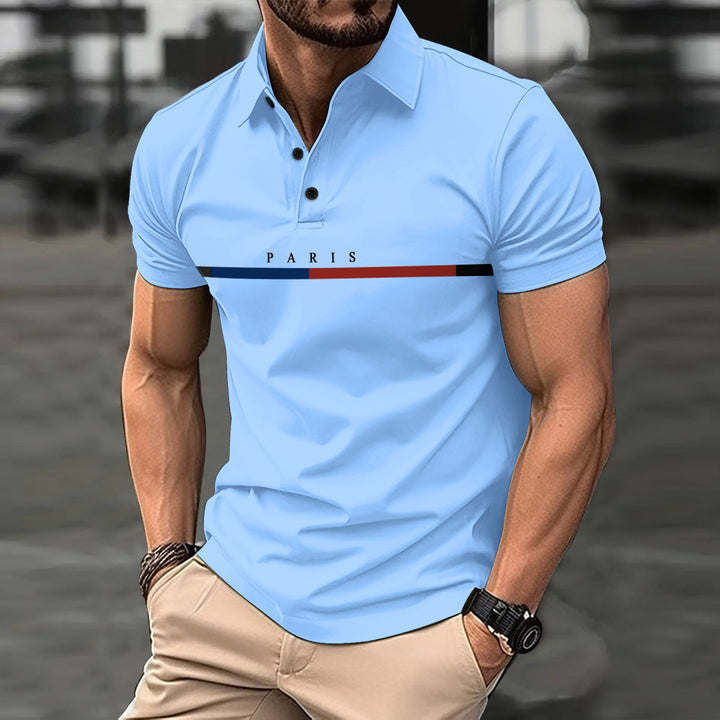 Herren polo-shirt med moderne grafisk element Stilla