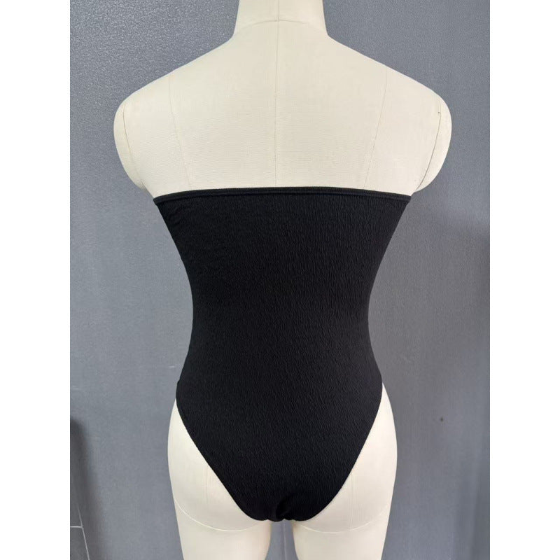 Dame Én-delt Badedragt med bandeau-snit og figursyet design Skovae