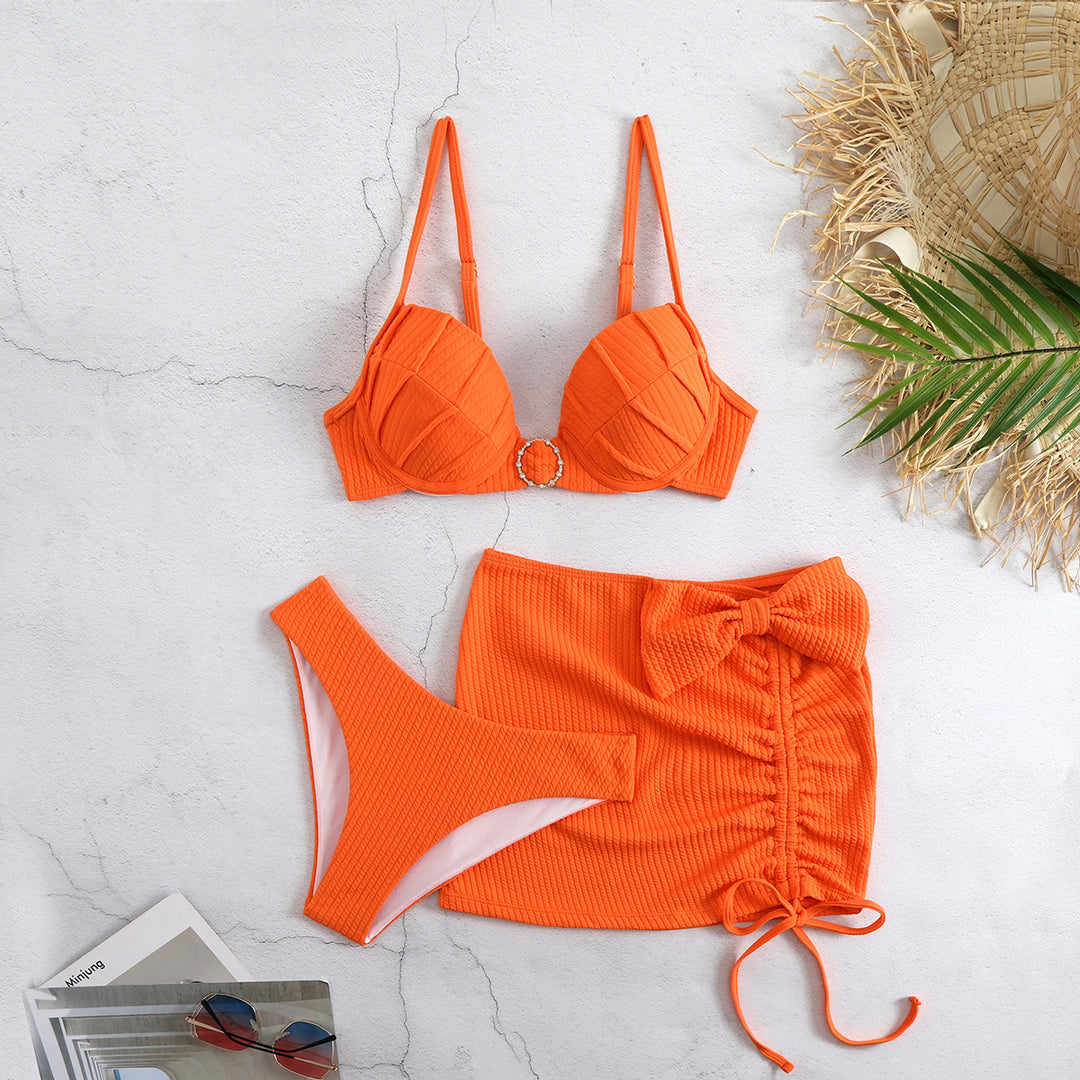 Dame Bikini-sæt med elegant flæsedesign og moderigtigt bindebælte Stilla