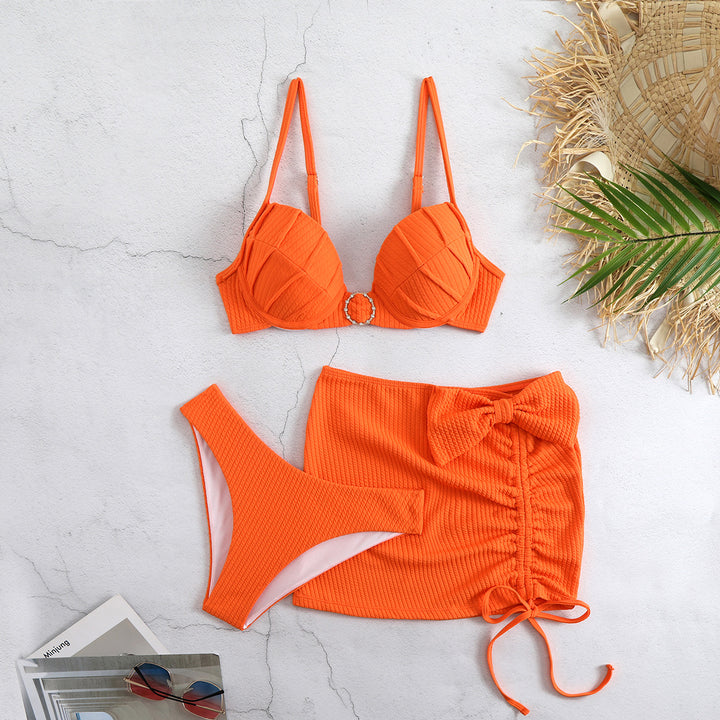 Dame Bikini-sæt med elegant flæsedesign og moderigtigt bindebælte Stilla