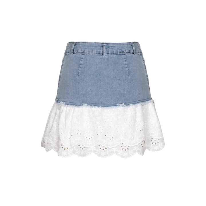 Femme Denim og Spids A-Linje Nederdel Stilla