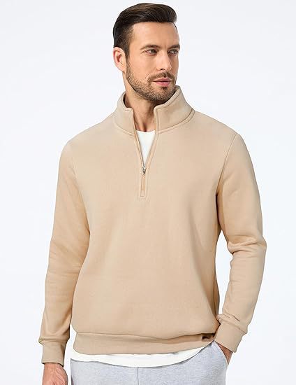 Herresweater med halv lynlås og moderne snit Skovae