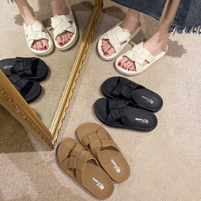 Dame Trendy Slide-Sandaler med dekorativt Sløjfe-Design og komfortabel Såle Stilla