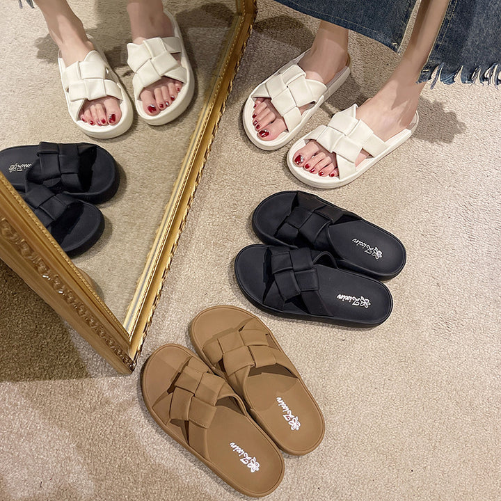 Dame Trendy Slide-Sandaler med dekorativt Sløjfe-Design og komfortabel Såle Stilla
