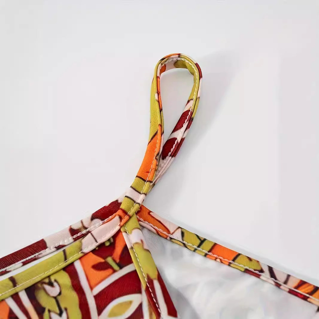 Dame Maxikjole med blomster paisley-design og spaghetti-stropper Stilla