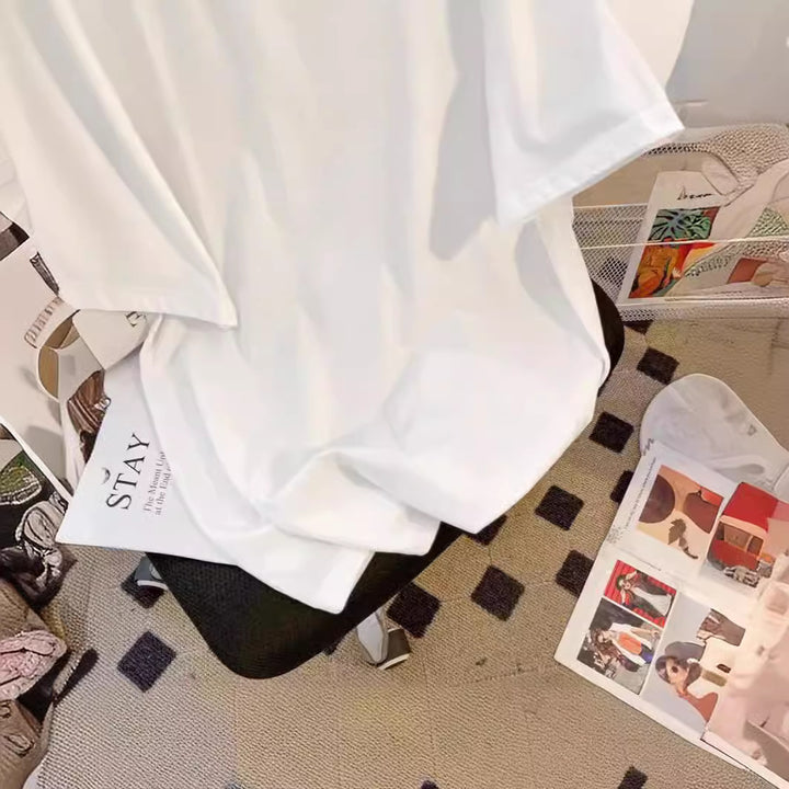 Dame T-shirt med kreativt hjerte- og dyremotiv Stilla