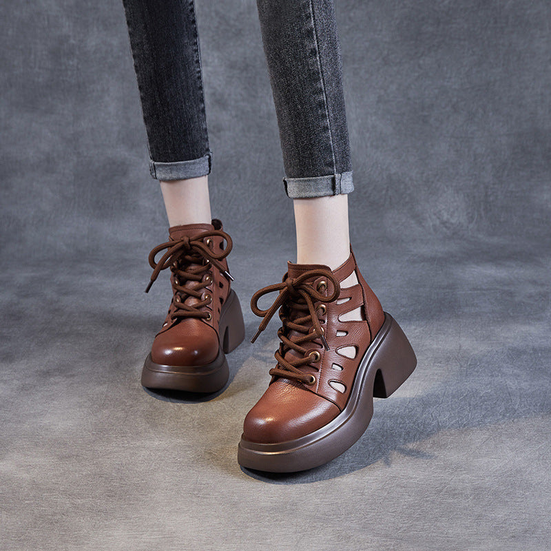 Femme Stilfulde Snøre-Platform-Støvler Stilla