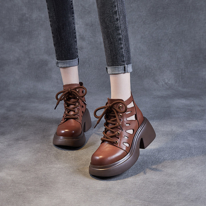 Femme Stilfulde Snøre-Platform-Støvler Stilla