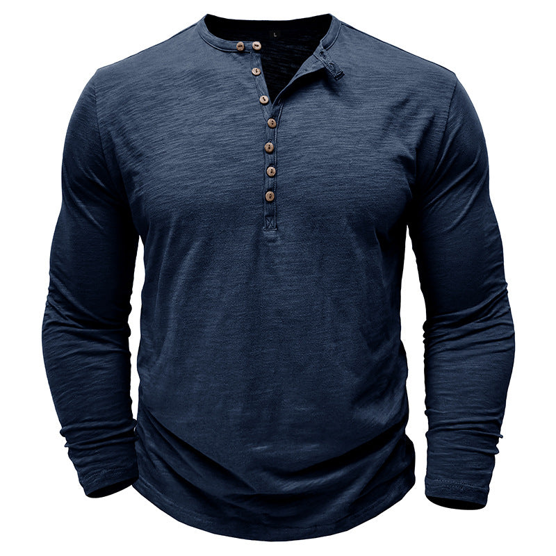 Herrer Langærmet Henley-Shirt med knapbar front og afslappet pasform Stilla