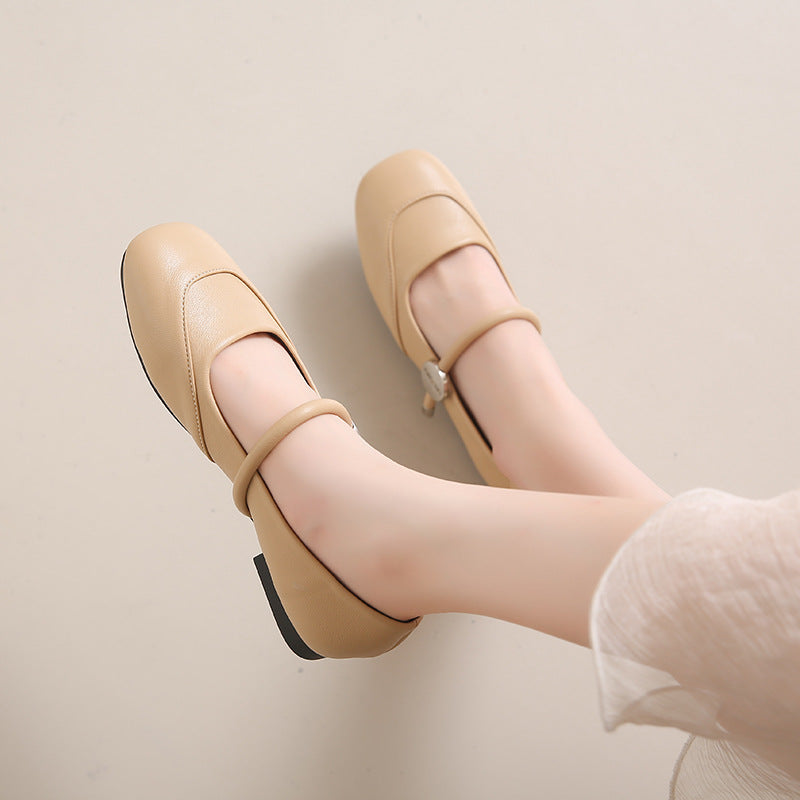 Dame Elegant Mary Jane Ballerinaer med Charmerende Rem Detalje Stilla