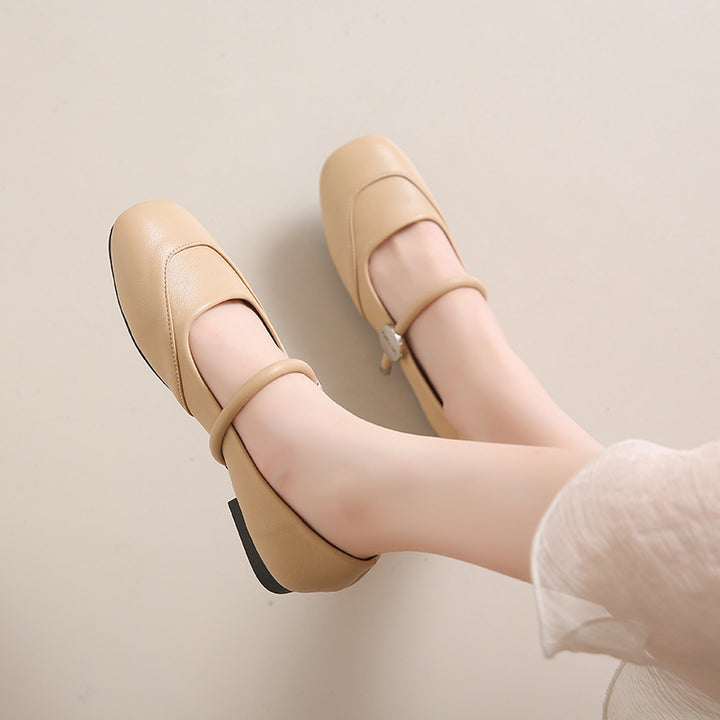 Dame Elegant Mary Jane Ballerinaer med Charmerende Rem Detalje Stilla