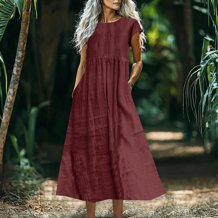 Dame Casual Maxi Kjole med Lomme-Detail Stilla