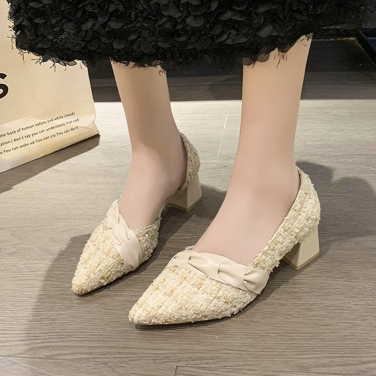 Dame Elegant Pumps med struktureret overdel og moderigtigt bue-detalje Stilla