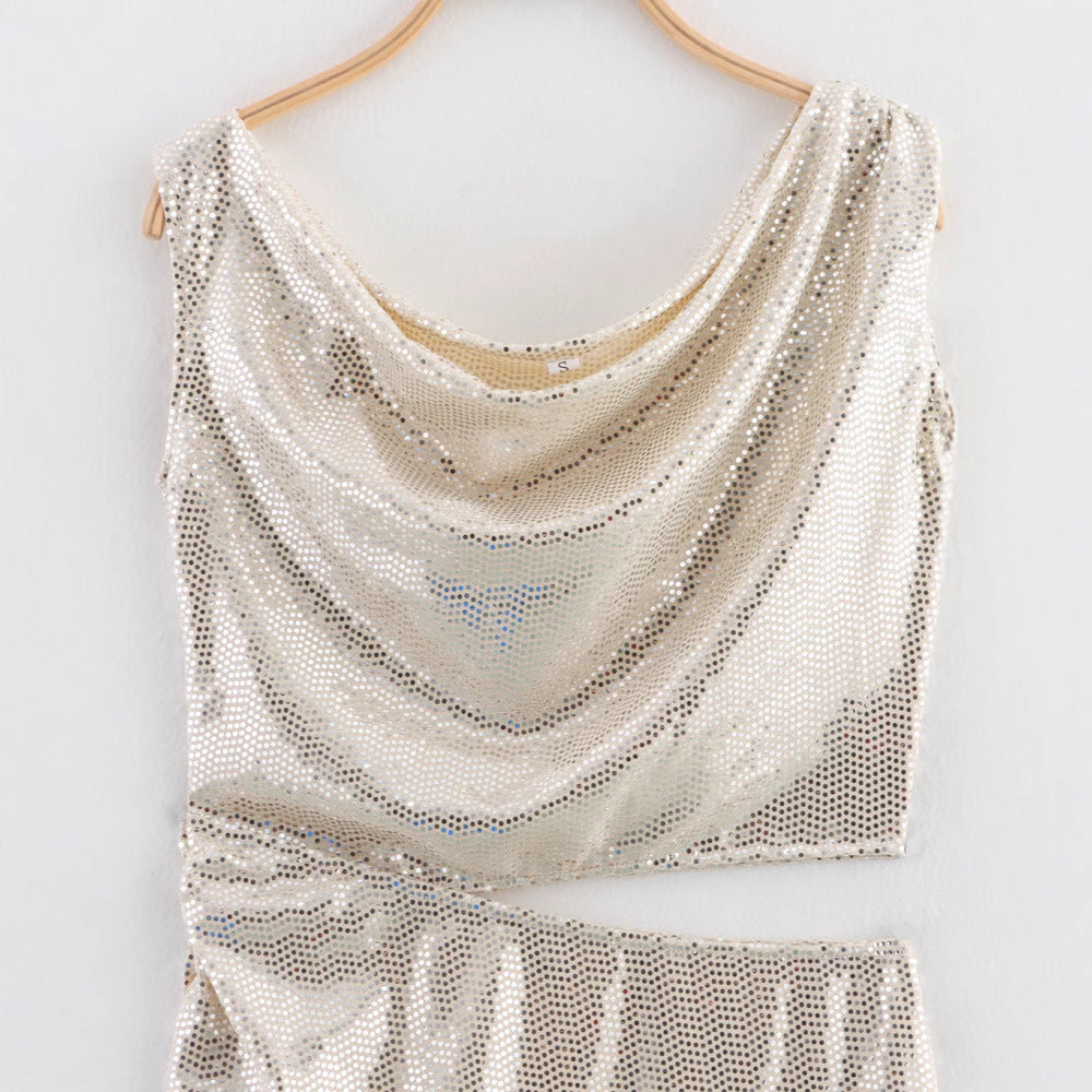 Femme Drapé-Style Asymmetrisk Maxi-Kjole Stilla
