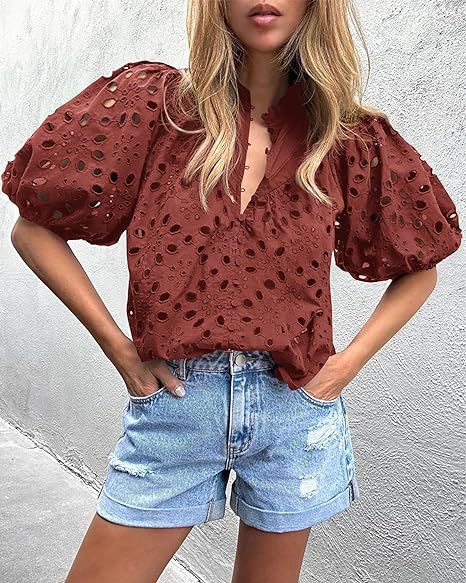 Dame elegant bluse med spids Stilla