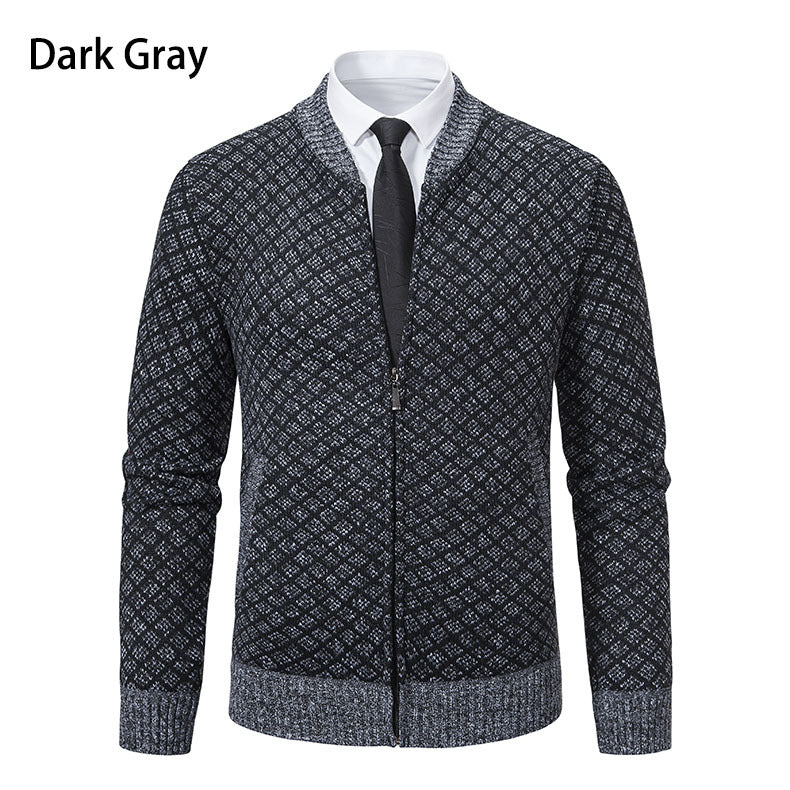 Herrer struktureret diamant-strik zip-up cardigan Stilla