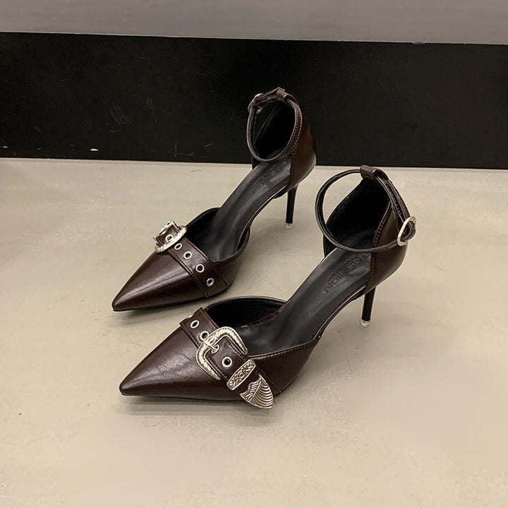 Dame Slingback-pumper med spidse tåområde og spænde-detalje Stilla