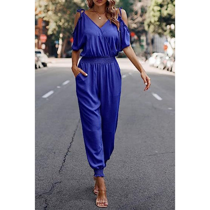 Femme Stilfuld Cold-Shoulder Jumpsuit med lommer Stilla